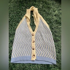 Halter yellow and blue top